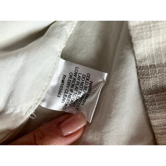 AZURA Linen Blend Stripe Strapless Crop Top Size Medium M SEXY MENSWEAR Smocked - Picture 5 of 9